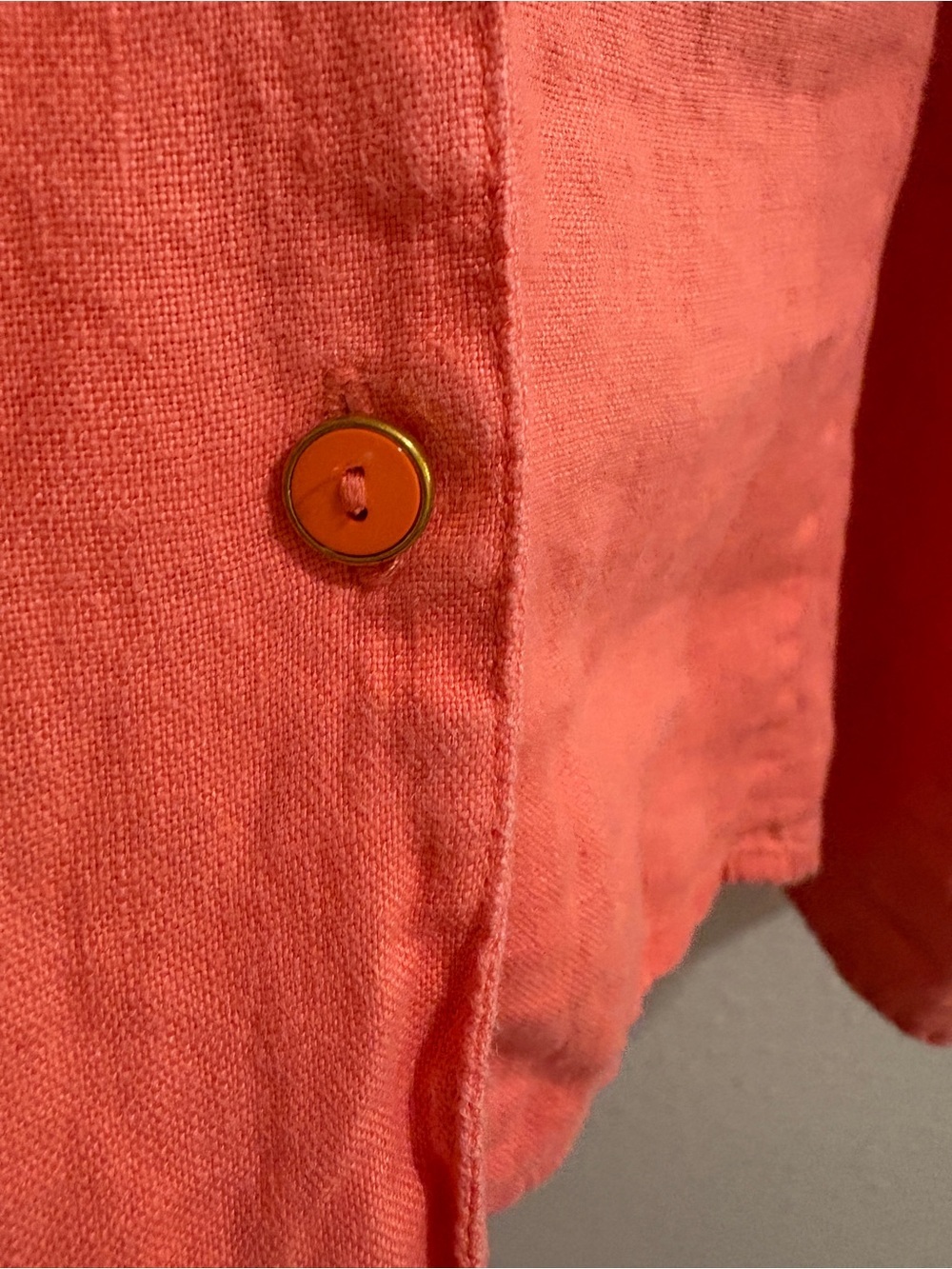 JM Collection 100% Linen Coral Button Front Roll Tab Shirt Size 18 Plus - Picture 7 of 15